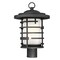 Nuvo Lansing 1-Light 17" Post Lantern w/ Etched Glass in Textured Black Finish